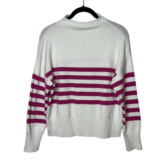 Truth by Republic Sweater Women's Size Medium Mock Neck White w/ Pink Stripes - Picture 7 of 16